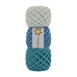 MAKRAMA Cuerda de Algodón 2mm Macramé Kit 3pz 300gr (Aquamarine)
