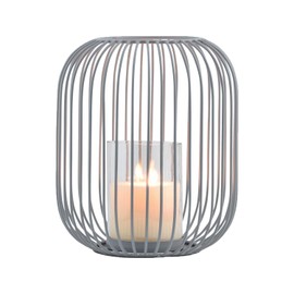 Marrakesch Skandinavische Deko Windlichter Metall Draht & Glas 21cm grau | Windlicht Teelichthalter Tesour als Gartendeko & Wohnzimmer Tisch Deko | Exquisite Kerzenständer für Teelichter