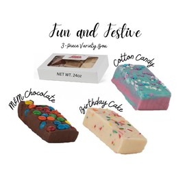Uncle Butch's Fudge - Creamy and Smooth Fun & Festive Fudge Variety Pack - Decadent and Delicious Handcrafted Fudge Gift Box (24oz total)