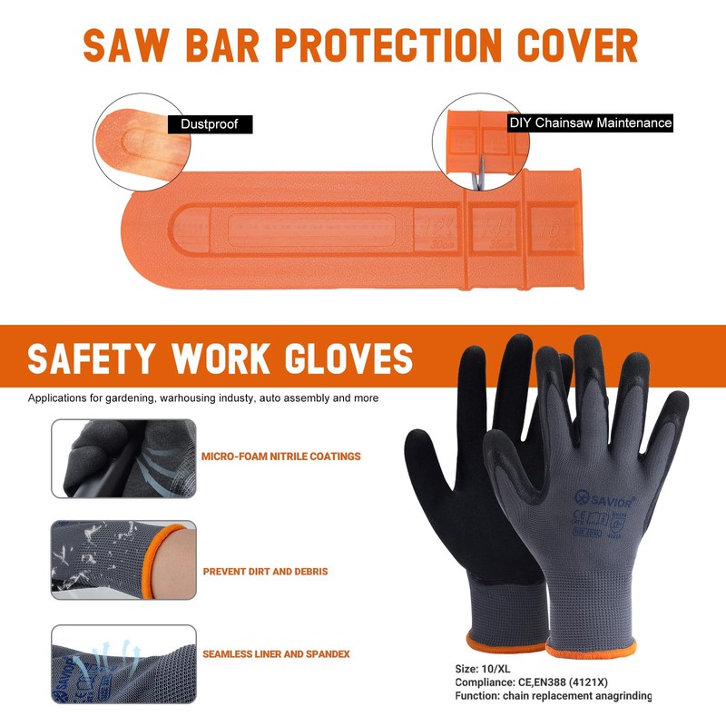 Savior 18 Inch Chainsaw Guide Bar and Chain Combo, 3/8"