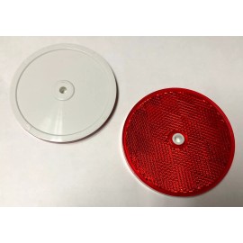 3.1875" Red Round Reflectors 5mm hole for mounting on driveway posts ect (2pack)
