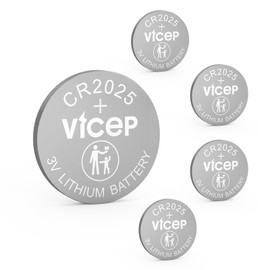 ViCep 5-Pack CR2025 Battery CR 2025 3V Lithium Batteries Compatible with Car Key Fob, Watches, Remote Control, Alarm Sensor & More, Individual Wrapped