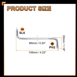 HARFINGTON 2pcs Offset Screwdriver PH2/SL6 Phillips Slotted Head Right Angle 90 Degree Screw Driver Double Ended Z-type Hand Tool for Home Appliance Repair