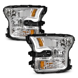 AXLAHA 2004-2008 F150 Headlights Assembly for 2004 2005 2006 2007 2008 Ford F150 / 06-08 Lincoln Mark LT Pickup Chrome Housing Amber Reflector Clear Lens Replacement Driver and Passenger Side