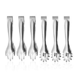6-Piece Food Tongs, Stainless Steel Food Tongs, Barbecue Tongs, Salad Tongs, Suitable for Parties, Buffets, Dinners, Etc.
