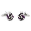 Jonwo Black and Purple Knot Cuff Links for French Tuxedo