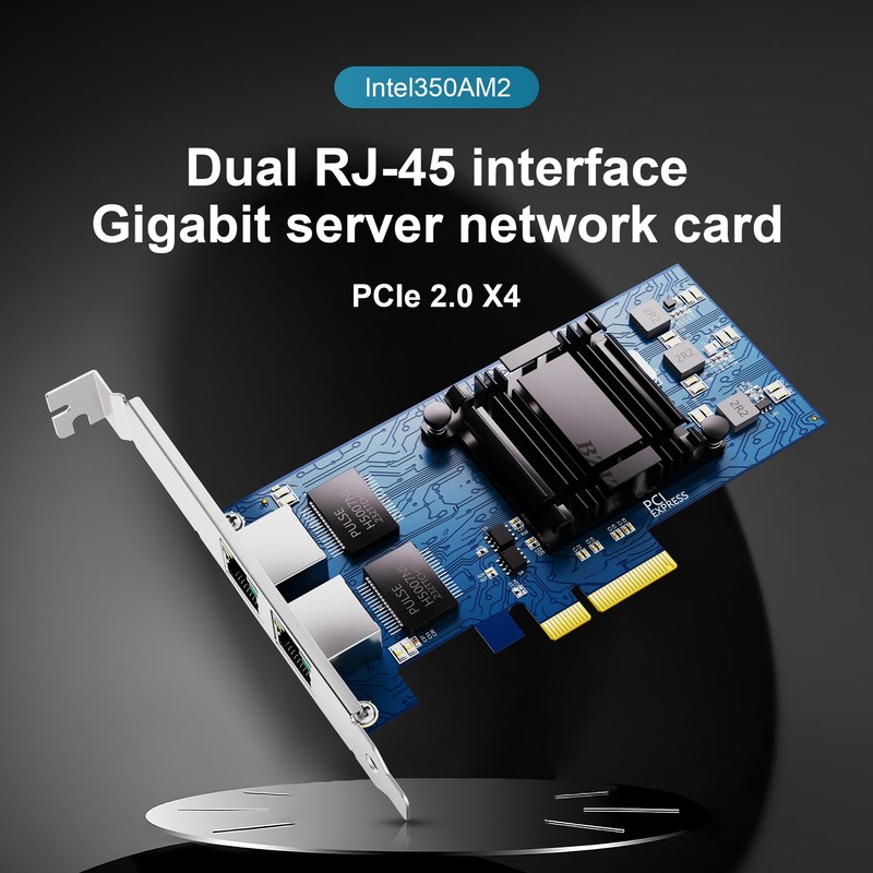 BZIZU Dual Port Gigabit Ethernet PCIe x4 Network Card -