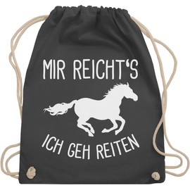 Shirtracer - Gym Bag Backpack - Horses - Bags - Mir reichts ich geh Riding, 01 Dark Grey