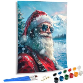 SKRYUIE Paint by Numbers Kit for Adults Beginner Santa Claus, Acrylic Christmas Oil Painting by Numbers Kits with PaintBrushes Paintwork Art Crafts Canvas for Home Decor 16x20 inch d4