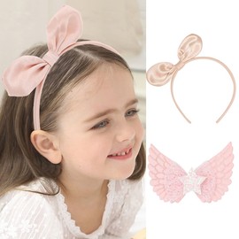 Fashband Girls Headbands Bow Hair Bands Glitter Fairy Wings Hair Accessories for Daily Wearing and Party Decoration(Pack of 2) (A)