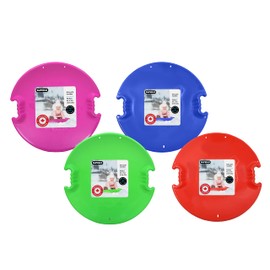 Superio Round Snow Saucer Sleds- Plastic Disc Sleds for Kids and Adults- Heavy Duty Sled Discs with Handles for Downhill Sledding, Winter Outdoor Sports (Red-Blue-Green-Fuchsia, 26 Inch)