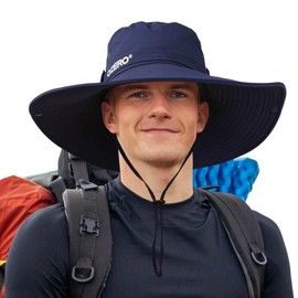 OZERO Sun Hat for Men and Women: Wide Brim UV Protection Fishing Hat Stay Cool Bucket Hats (UK, Alpha, One Size, Dark Blue)