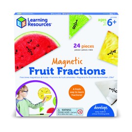 Learning Resources Magnetic Fruit Fractions, Aprendizaje de Números para Niños, Juegos de Matemáticas, Montessori para Niños, Juegos Educativos de Interior, 24 Piezas Mayores de 6