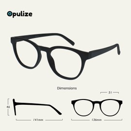 Opulize Blu - Gafas de lectura con filtro de luz azul, marco redondo, bisagras de resorte, mejoran el sueño, ordenador, juegos, antirreflejos, para hombre y mujer B5, Negro, 1,50 Dioptrien