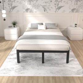 ITIMIDI 14 Inch King Bed Frame, Platform Bed Frame King Size, No Box Spring Needed, Heavy Duty Steel Slat Support and DIY Headboard, Safety Design with Rounded Corner Legs, Noise Free, Black