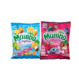 Mamba's-Fruit Chews Variety Pack 3.52oz each, Mamba-Tropics & Mamba-Berrytasty Flavor, 2 Pack.