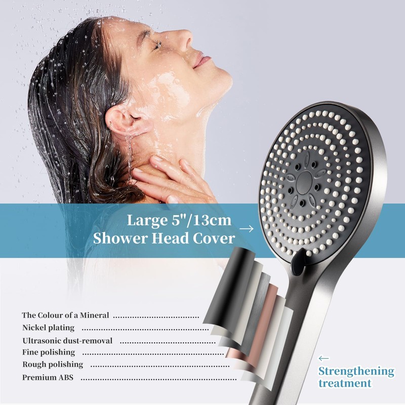 OFFO Shower Head and PVC Hose 1.5m, 6 Modes Handheld