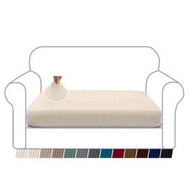 Granbest High Stretch Sofa Seat Cushion Cover, Super Soft Sofa Seat Cover, Seat Cushion Protector, Jacquard Spandex Fabric with Elastic Bottom (2-Seater, Beige)