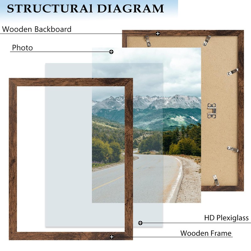 QOTIB 10x13 Picture Frame Deep Brown for Wall Hanging, Wood