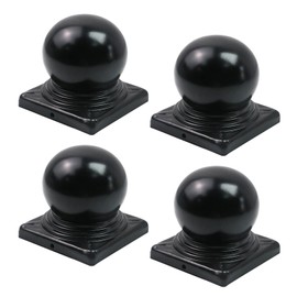 Tsnamay 4Pcs Black Fence Post Caps with Top Ball,Post Caps Ball Dome Deck Post Caps with Screws for Actual 3.94"x3.94"/100mm Metal Posts