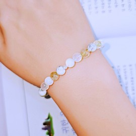 Hyggestone (self-produced product) Golden Luck Replenishment Five Elements Bracelet Moonstone Gold Needle Crystal Howlite Mother of Pearl Diamond Gemstone Bracelet / 금기운보충 오행팔찌 문스톤 금침수정 하울라이트 자개 다이아 원석 팔찌