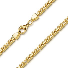 MATERIA by Matthias Wagner SA-152 Byzantine Chain Gold Bracelet 3 mm Men's 925 Silver Gold-Plated 18-23 cm, Silver