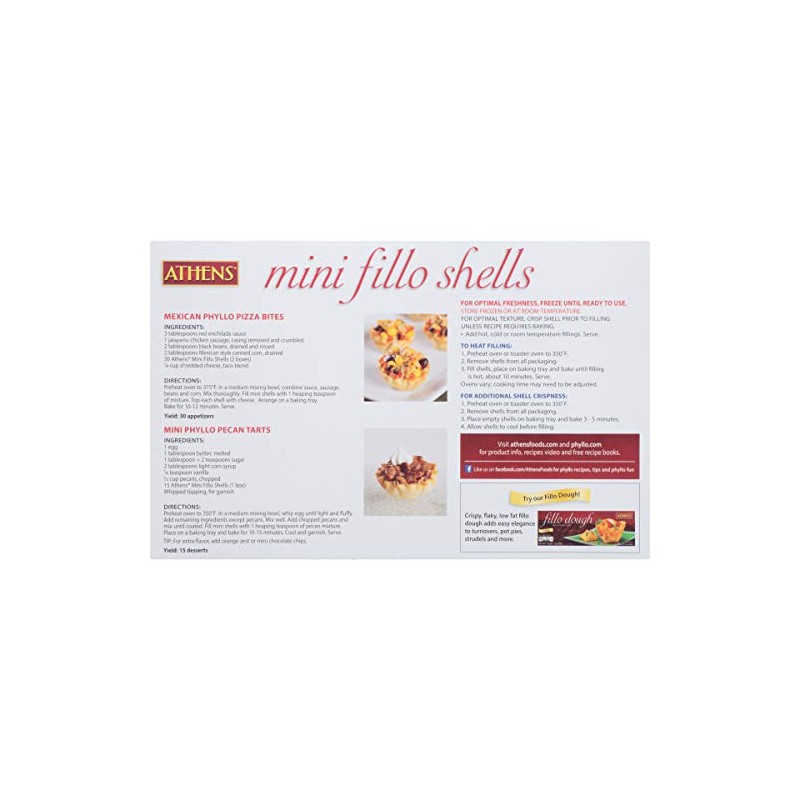 Athens Foods Mini Fillo Dough Shells 15 Per Box (3