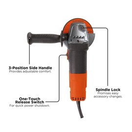 BLACK+DECKER Angle Grinder Tool, 4-1/2-Inch, 6.5-Amp (BDEG400)