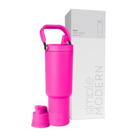 Simple Modern Trek Pivot | 40oz Flip Straw Tumbler with Handle | Water Bottle & Boot | Interchangeable Straw & Chug Lids | Insulated Stainless Steel Jug | Gym Sports Outdoors | Raspberry Vibes