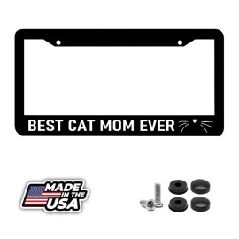 BLVD BEST CAT MOM EVER pet meow furbaby cat funny saying kitty License Plate Frame