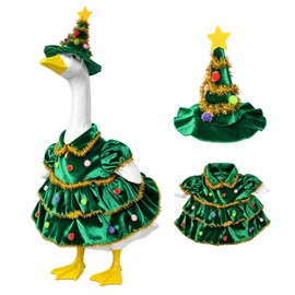 23" Christmas Tree Porch Goose Outfits, Xmas Tree Goose Costume with Hat