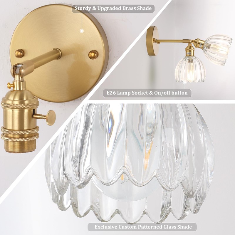Shenmoyl Vintage Wall Sconces Set of 2 with Transparent Tulip