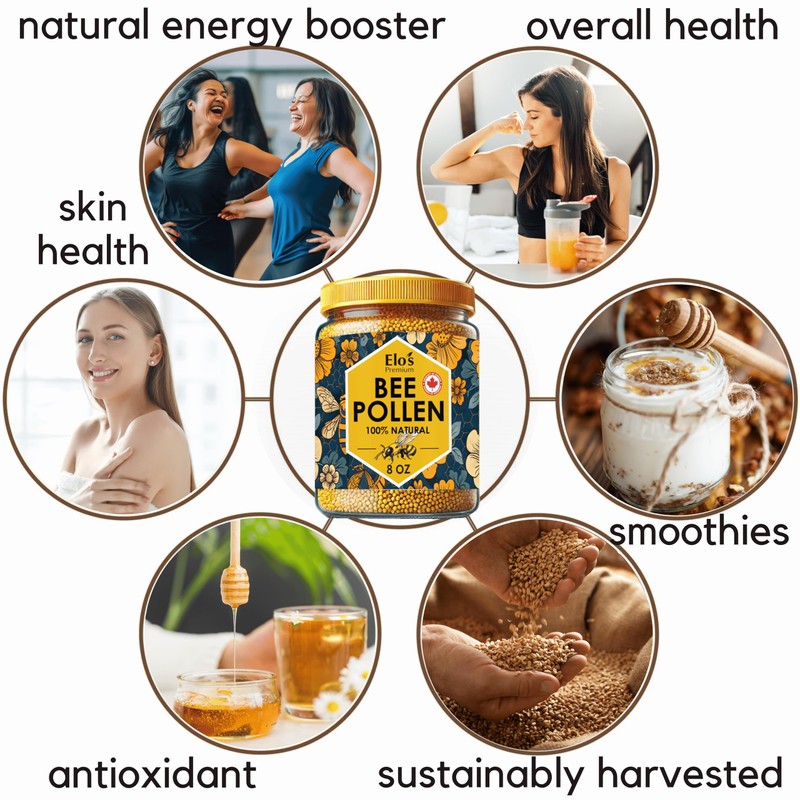Bee Pollen 8oz 227g– (PRODUCT OF CANADA) 100% Natural Wildflower