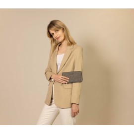 Gusti Cara Women's Leather Wallet, Long Purse, Many Compartments, Leather, darkgray, Retro