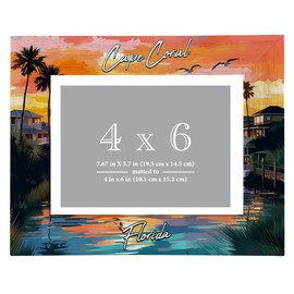R and R Imports Cape Coral Florida Design A Souvenir Wooden Photo Frame Matted 4 x 6 Inch Single