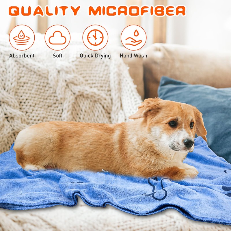 KisSealed 8Pcs Dog Towels for Drying 55 x 28 Inch