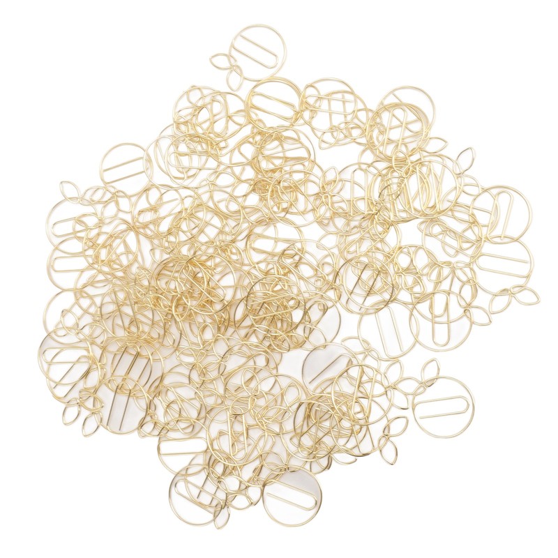 100Pcs Gold Paper Clips Cute Shape Stainless Steel Multifunction Metal