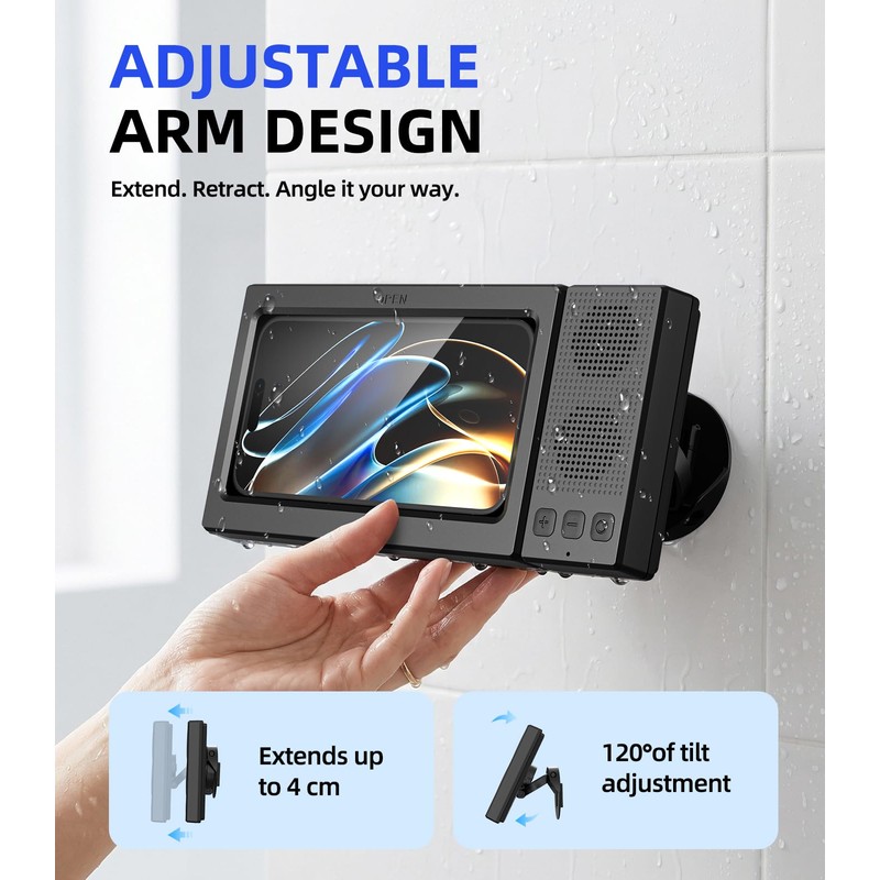 Blissfuhue 2nd Gen Shower Phone Holder Waterproof with Speaker Hole