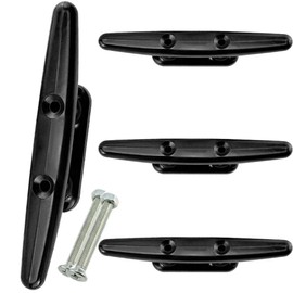 Atom Optics Marine Dock Cleats, 4-8 inch Black Nylon Boat Rope Cleats with Mounting Hardware, Pack of 4 (4 inch 4 Pack)