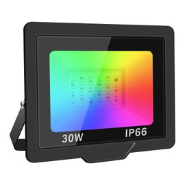 RIGIDON RGB Spotlight 30 W 3000 LM RGB LED Spotlight with Remote Control 16 Colours 4 Modes IP66 Waterproof RGBW Colour Changing Floodlight Outdoor for Party Garden Tree Landscape Disco Celebrations
