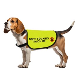 Funny Dog Slogan Jacket Vest Don't F Touch Me Dog Vest Dog Walking Warning Vest (Don't Touch-Large)