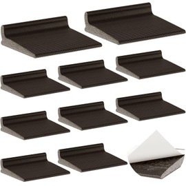 Pangda 10 Pcs Door Corner Seal, Self Adhesive Frame Door Corner Seals Raised Behind Weatherstripping for Noise Isolation and Weather Protection 2 x 1.8 x 1 Inch (Brown)