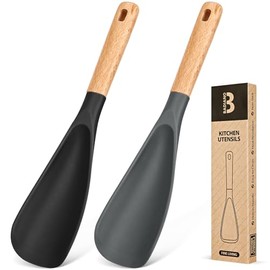 Cuchara de cocina para utensilios de cocina antiadherentes, ideal para cocinar y servir silicona mate resistente sin BPA, cuchara con mango de madera 