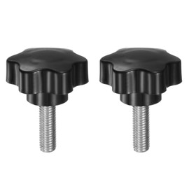 QUARKZMAN Pack of 2 Knurled Screws with Star Handle M10 x 32 mm x 46 mm Star Grip Screw Plastic Knob Stainless Steel 304 Threaded Bolts Clamping Screw Star Grip Nut Clamping Knob for Machine