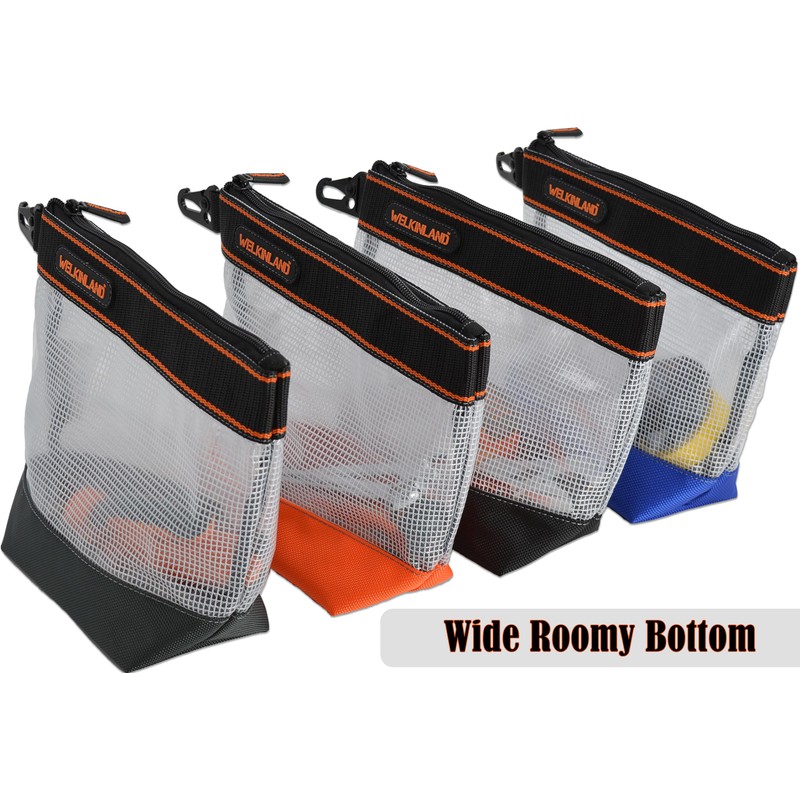 WELKINLAND 10-Inch Clear Tool Pouch Organizer - 4 Pcs Zipper