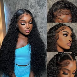 Umikisy 28 Inch Deep Wave Lace Front Wigs Human Hair 13x6 HD Lace Front Wigs Human Hair Pre Plucked 200% Density Glueless Wigs with Baby Hair Deep Curly Wig for Women