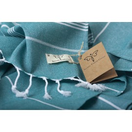 SMYRNA TURKISH COTTON Classical Series Turkish Hand Towels Set of 2, 18x30 inch, Decorative Turkish Hand Towels for Bathroom, Kitchen, Face, Hair, Tea, Yoga, Gym, Dishcloth Set of 2, Petrol