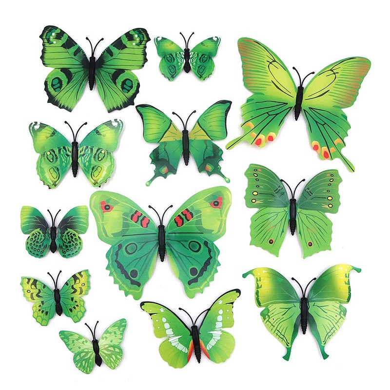 Shiwaki 24pcs 3D Simulation 3D Butterfly Magnetic Wall Sticker Decoration