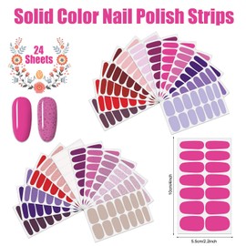 JERCLITY 336 Pieces 24 Sheets Stylish Warm Tones Solid Color Nail Strips With File Self-Adhesive Stickers Full Wraps for Women Girls Nail Art