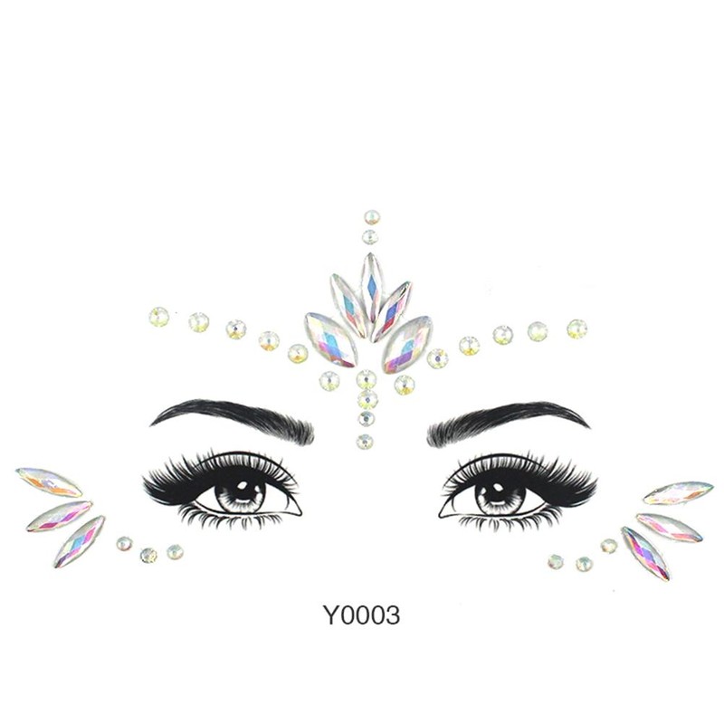 6Pcs Luminous Rhinestones Face Temporary Tattoos Glitter Festival Face Stickers